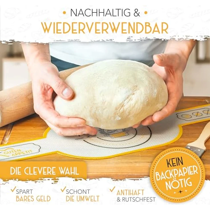 Krustenzauber Backmatte Zubehör - Brotschlingen, Schneebesen, Backmatte, Teig Reinigungstücher, 1x Brotschlinge Oval – Bild 6