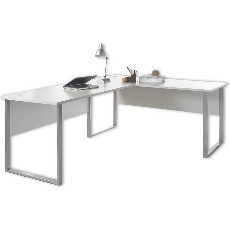 Eckschreibtisch 'Office Lux' Kombination, lichtgrau/ weiß, 77 x 73 x 223/170 cm