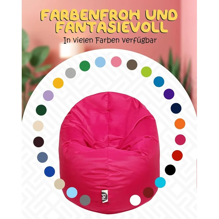 PATCH HOME 2-in-1 Sitzsack Sessel - Gaming Bean Bag mit Reißverschluss - Bereits befüllt, Ergonomisch & Robust für Kinder & Erwachsene - Indoor & Outdoor, Wetterfest (Magenta, 155cm) – Bild 8