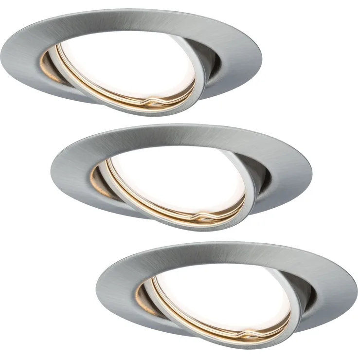 TIP Einbauleuchten Set rund schwenkbar LED 3-Stufen-dimmbar 3x4,8W 475 lumen 230V 51mm Eisen gebürstet/Metall12889