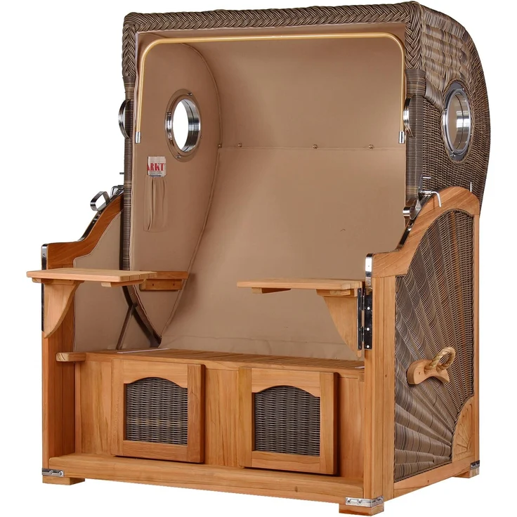 Strandkorb Komplettset - bene living - Ammersee Teak - PE grau - Modell 504 - inkl. Liftersystem – Bild 6