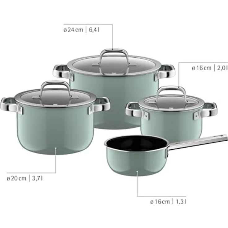 WMF Topf-Set Fusiontec Mineral Pro, 4-teilig, Eucalyptus Haze, kratzfestes Material, für alle Herdarten geeignet, Made in Germany – Bild 6