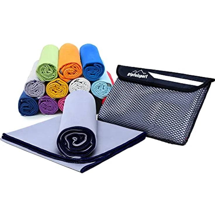 gipfelsport Mikrofaser Handtuch Set - für Sauna, Fitness, Sport I Strandtuch, Sporthandtuch I Grau XL: 180x80 – Bild 2