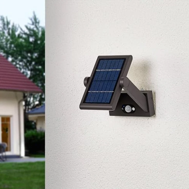 Lampenwelt Lucande LED Solarleuchte Valerian, spritzwassergeschützt mit Bewegungsmelder, schwarz, Aluminium, 1-flammig, für Außenbereich und Garten – Bild 4