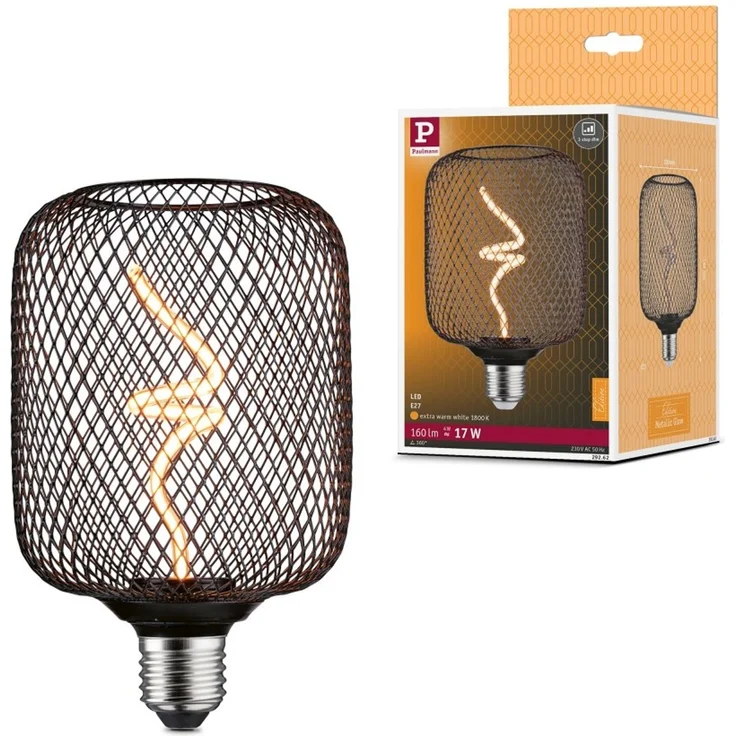 Paulmann 29262 LED Lichtquelle Zyl Metallic Glow E27 Goldlicht schwarz dimmbar – Bild 4