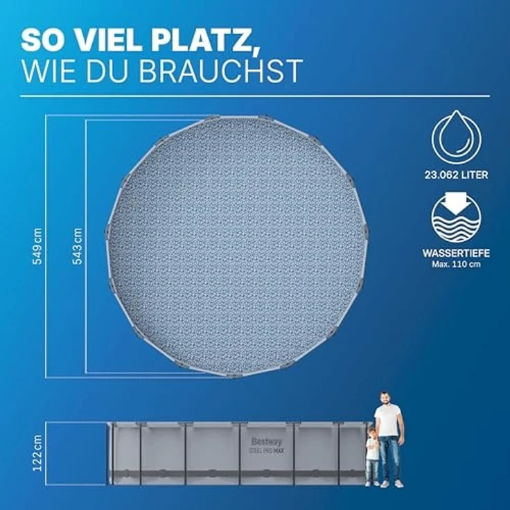 Steel Pro MAX™ Frame Pool Komplett-Set mit Filterpumpe Ø 549 x 122 cm, lichtgrau, rund – Bild 4