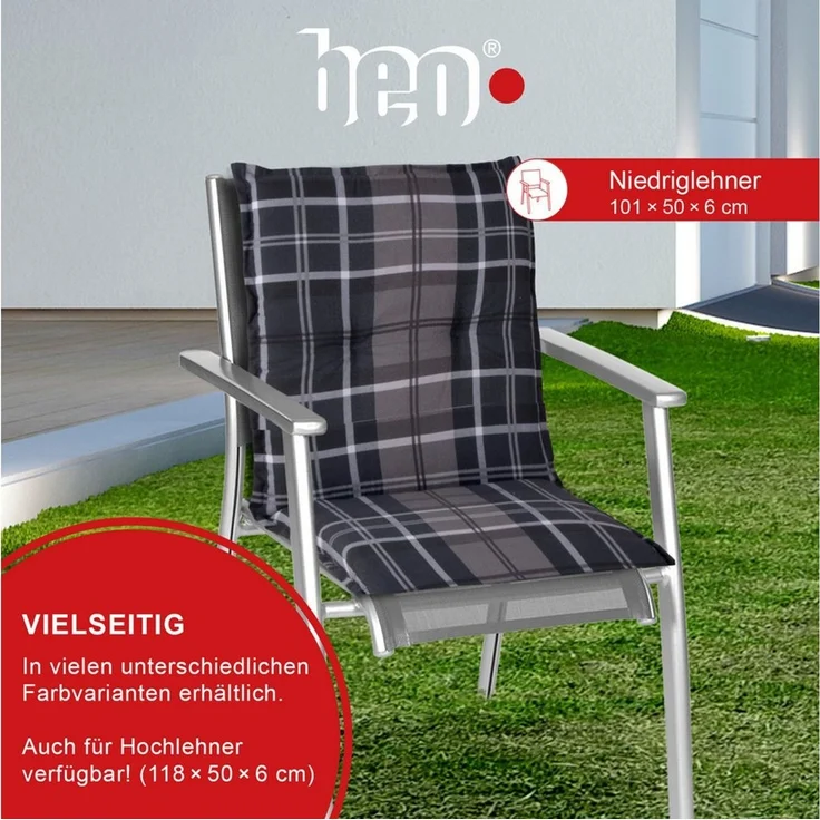 beo Polsterauflage Gartenstuhlauflage Niedriglehner, Sitzkissen Outdoor, wetterfest, (Spar-Set, 4 Auflagen), Niederlehner, Stuhlkissen, Sitzauflage, wasserabweisend, atmungsaktiv – Bild 2