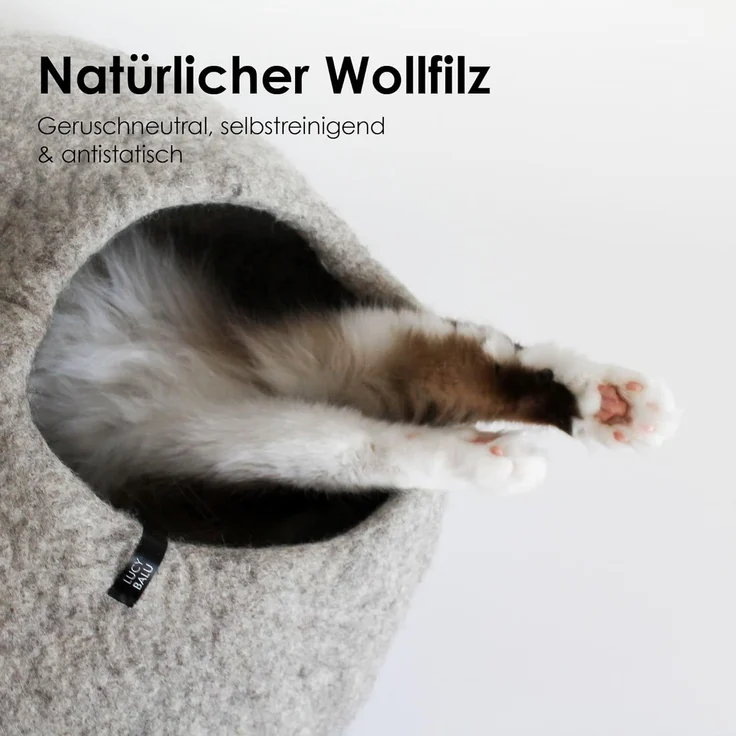 LucyBalu Tierbett Katzenhöhle aus Filz, Filzhöhle für Katzen, Kuschelhöhle für Katzen – Bild 3