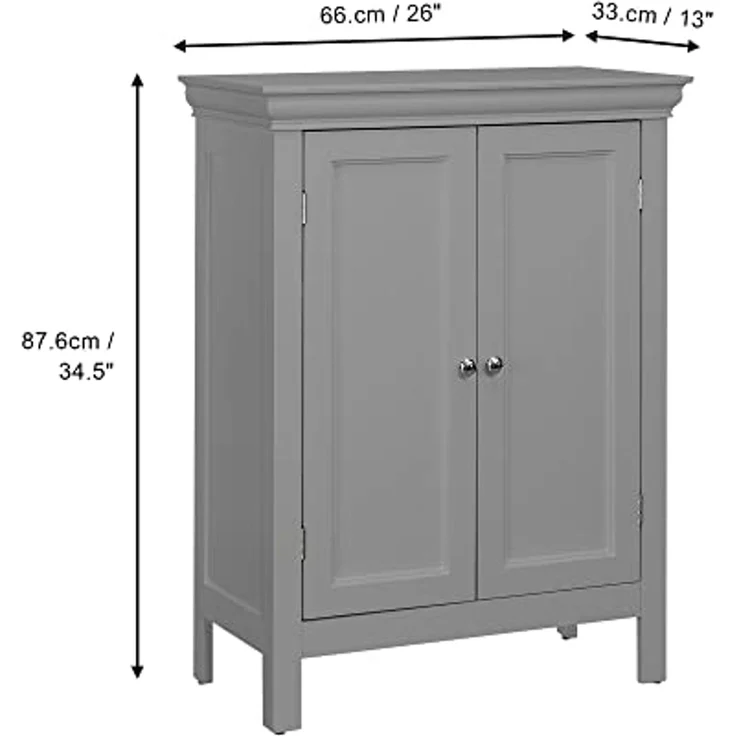Teamson Home Stratford Badezimmerbodenschrank grau EHF-676G mit 2 Regalen – Bild 3