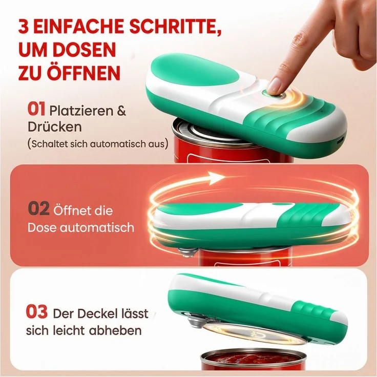 BBWL Elektrischer Dosenöffner freihändig, USB-C wiederaufladbar, für runde/ovale/eckige Dosen, sicher & hygienisch, automatische Abschaltung – Bild 4