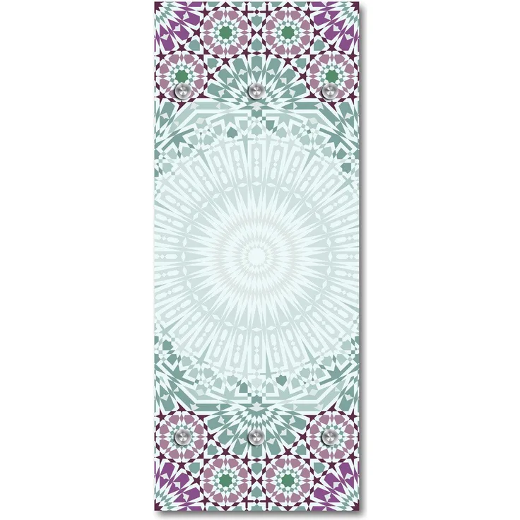 Queence Garderobe - "Arthas" Druck auf hochwertigem Arcylglas inkl. Edelstahlhaken und Aufhängung, Format: 50x120cm