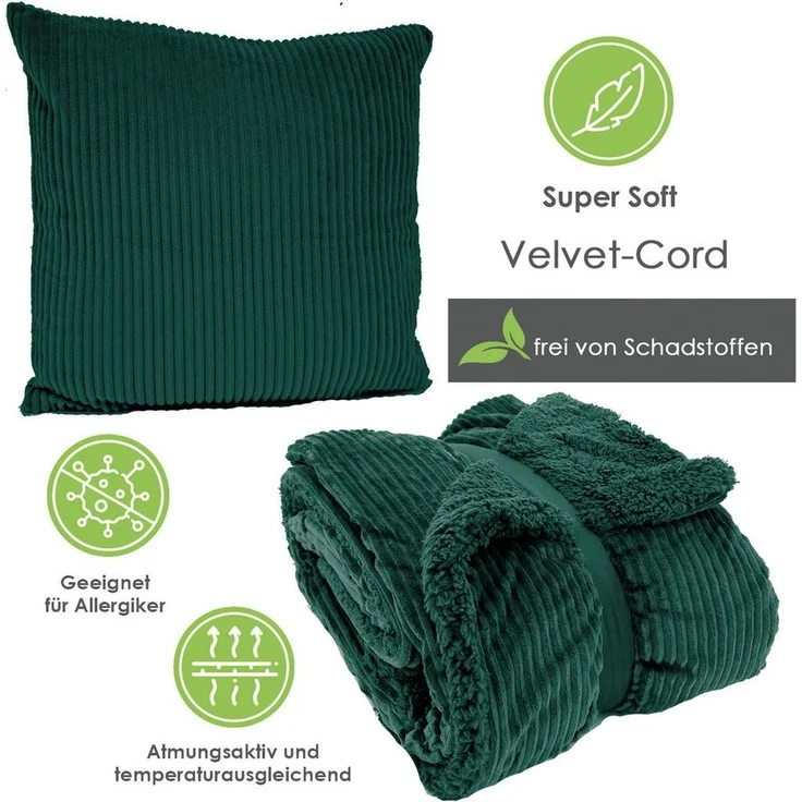 Wohndecke Flauschige Cord Kuscheldecke Sherpa Fell Sofadecke, heimtexland, 150x200 I extra dick I warm I kuschelig weich I fusselfrei – Bild 3