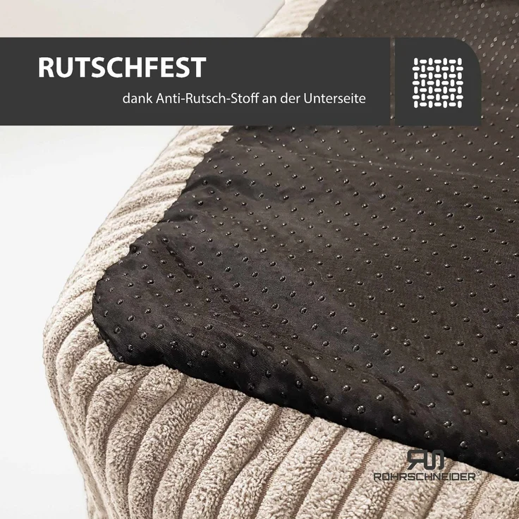 ROHRSCHNEIDER Hundebett - Cord, Hundekorb, Tierbett, Wendekissen, Bezug waschbar, rutschfest Beige 15x70x49cm – Bild 5