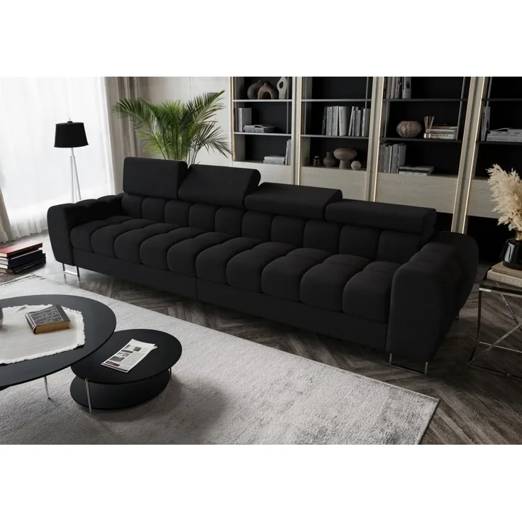Big Sofa Sofa 4-Sitzer BASTIEN Megasofa in Stoff Moly Schwarz