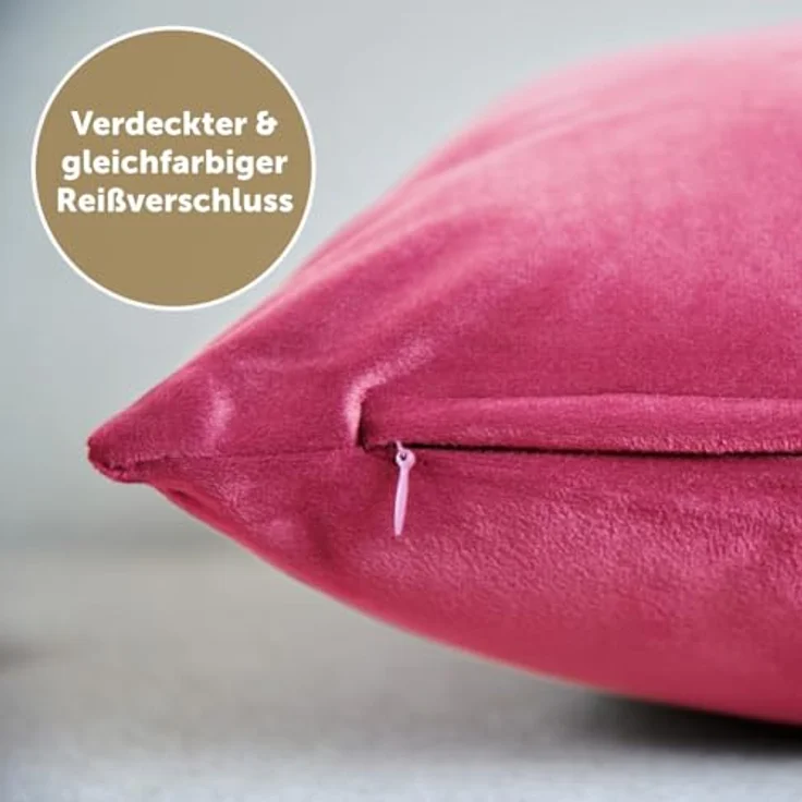 Blumtal Kissenbezug 2er Set - dekorativer Samt Kissenbezug mit verstecktem Reißverschluss, Kissenhülle für Zierkissen, waschbar – Bild 5