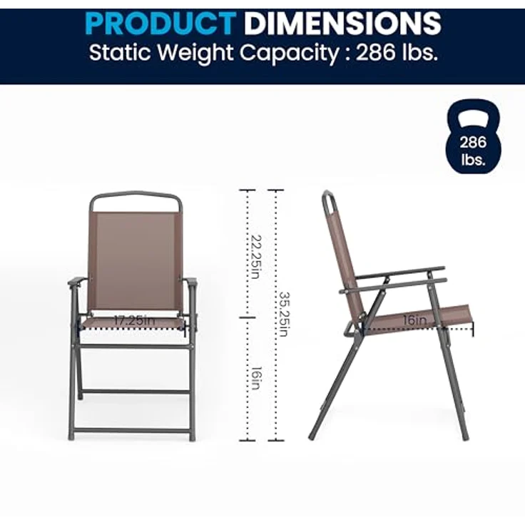 Flash Furniture Nantucket Garten-Set, 6-teilig, Braun, mit Tisch, Sonnenschirm und 4 Klappstühlen – Bild 9