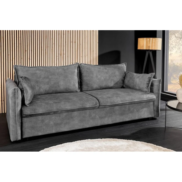 riess-ambiente Schlafsofa APARTMENT 215cm beige · Samt, inkl. Kissen, inklusive Bettkasten, Einzelartikel 1 Teile, 3-Sitzer-Couch mit Bettfunktion - ideal für Wohn- oder Gästezimmer – Bild 3