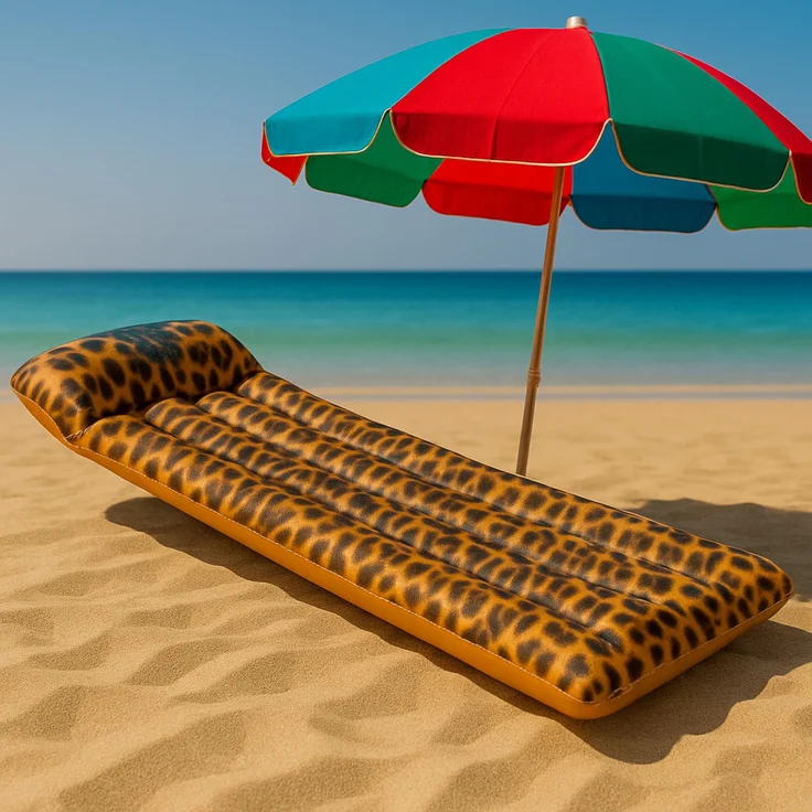SunClub Luftmatratze Leopard 169 x 69 x 25 cm mit 2 Luftkammern und stylischem Design – Bild 8