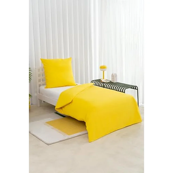 Brielle Bettwäsche Renforcé Set aus 100% Baumwolle - 135x200 cm - Gelb/Blau/Schwarz/Grau, 2 teilig, Mit Reißverschluss, 100% Baumwolle – Bild 5