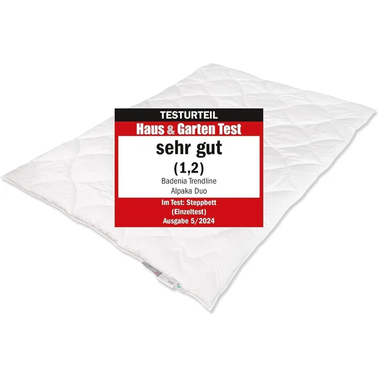 Badenia Trendline Naturhaarbettdecke Alpaka, Füllung: 100% Alpakahaar, Bezug: 100% Baumwolle, Testurteil Haus & Garten Test sehr gut (1,2)