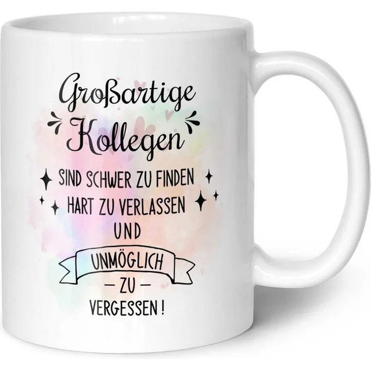 GRAVURZEILE Tasse mit Spruch - Großartige Kollegen - Abschiedsgeschenk für die Kollegen, Keramik, Farbe: Weiß