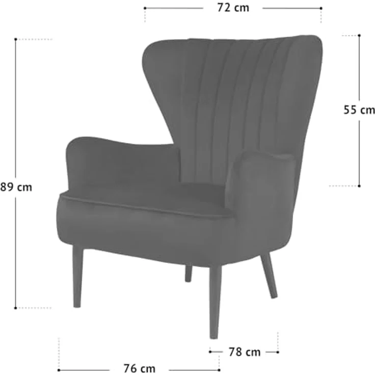SVITA ARTHUR Ohrensessel Sessel Relaxsessel Modern Gepolstert Samt Hellbraun – Bild 4