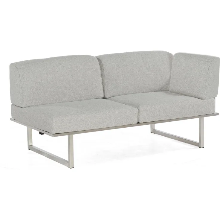 Sonnenpartner Lounge-Eckmodul 2-Sitzer rechts Lotus Edelstahl mit Teakholz Loungesofa