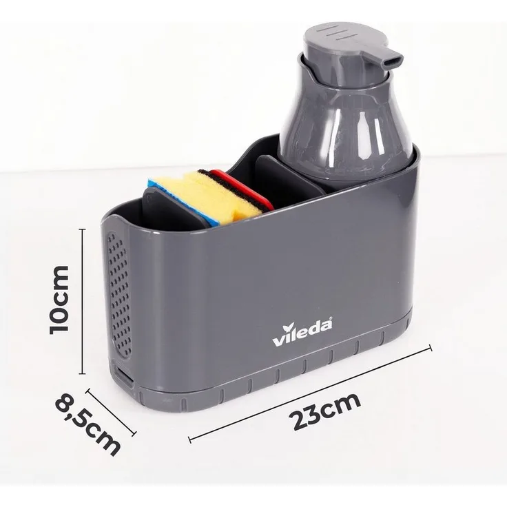Vileda Küchenorganizer-Set Spülbeckenorganizer mit Seifenspender Polypropylen, (Set, Set), mit Seifenspender für Schwämme & Bürsten