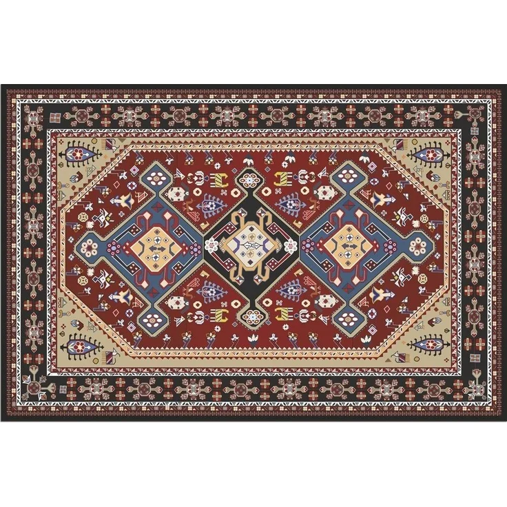 matches21 HOME & HOBBY Fußmatte Türmatte Perser rot Vintage in 50x70 cm als Fussabtreter, rechteckig, Höhe: 5 mm, Rutschfester Türvorleger für innen als waschbare Schmutzfangmatte – Bild 1