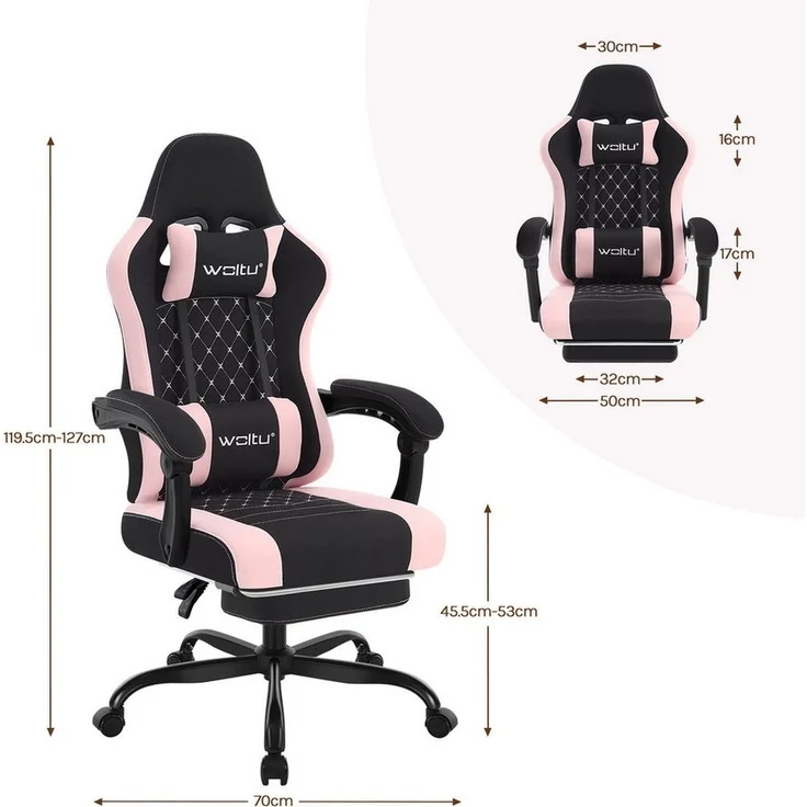 Woltu Gaming-Stuhl (1 St), mit Massagefunktion, ergonomisch, 150 kg, Netzstoff – Bild 2