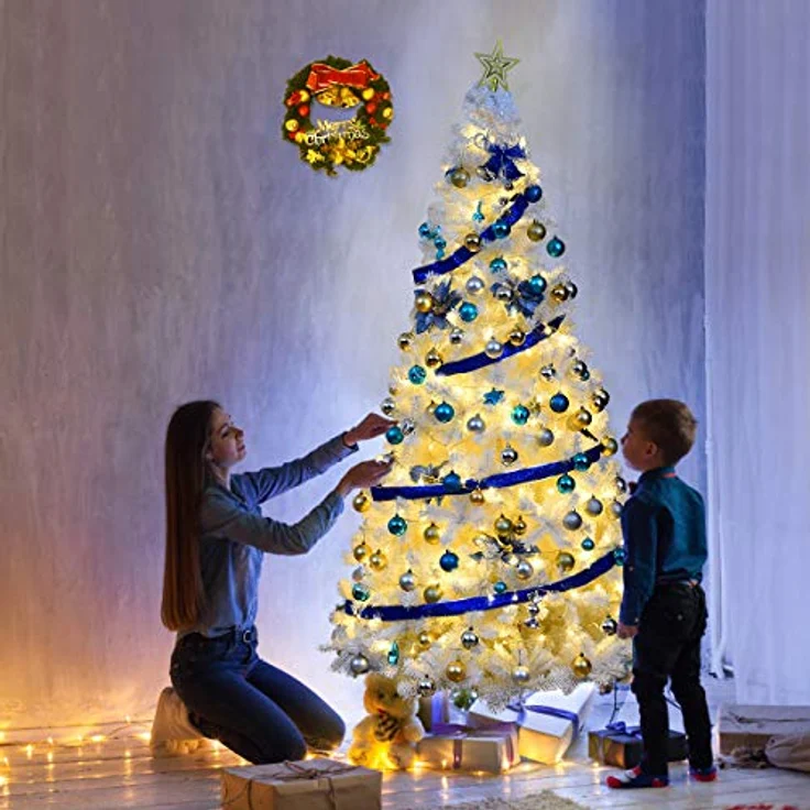 COSTWAY Künstlicher Weihnachtsbaum, 210cm, 950 PVC Nadeln, mit Metallständer – Bild 4