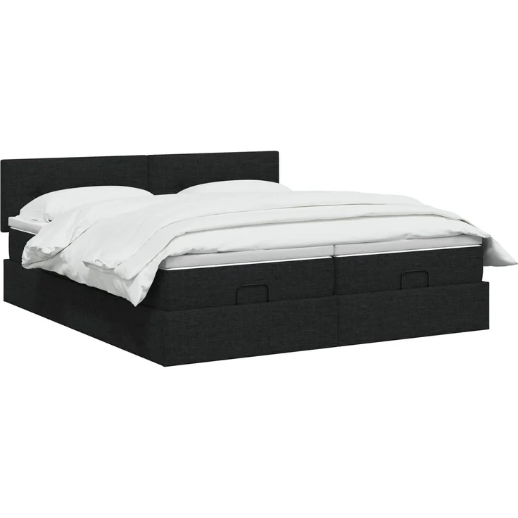 vidaXL Ottoman-Bett mit Matratze und LED Schwarz 180 x 200 cm Stoff 3457275 – Bild 3
