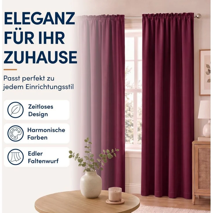 Stoffschmiede Gardine Blickdicht - Kräuselband & Ösen, Kräuselband – Bild 4