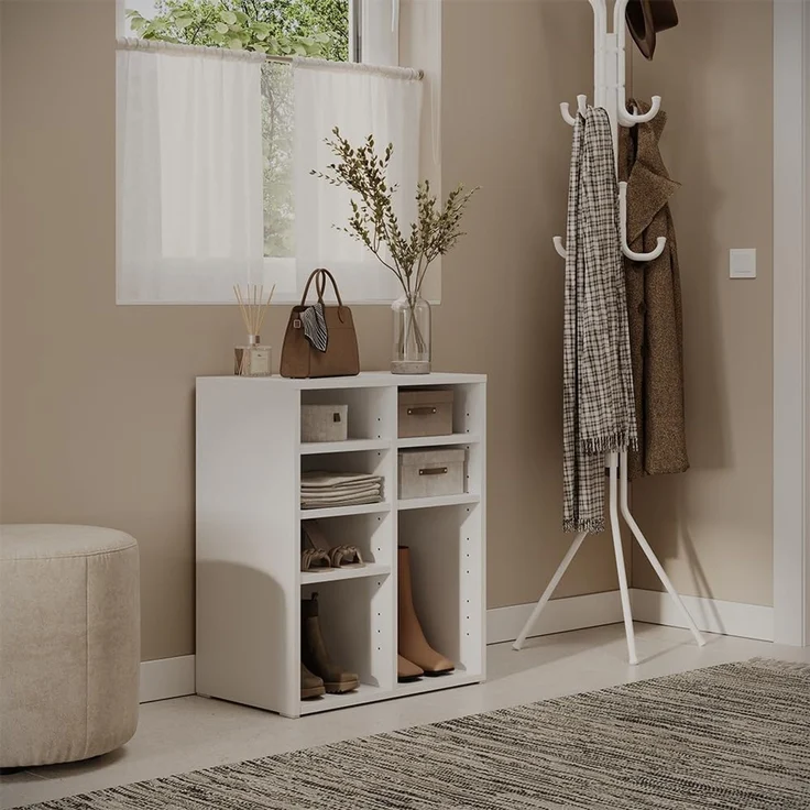 Schuhschrank Lysander Weiß 53 x 65.5 cm mit 7 offenen Fächern Vicco – Bild 3