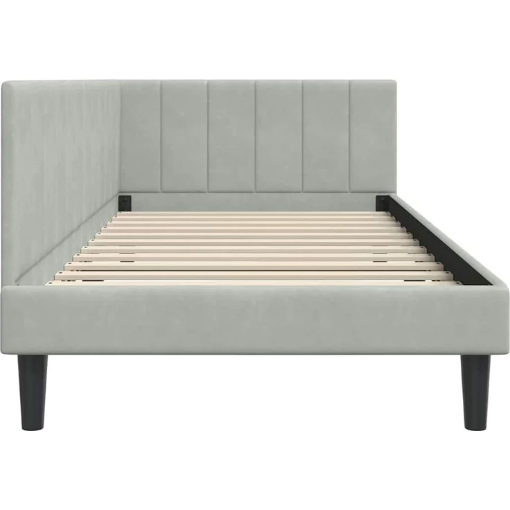 vidaXL Eckbettgestell mit Kopfteil Hellgrau 100 cm x 200 cm Samt 42016358 – Bild 5