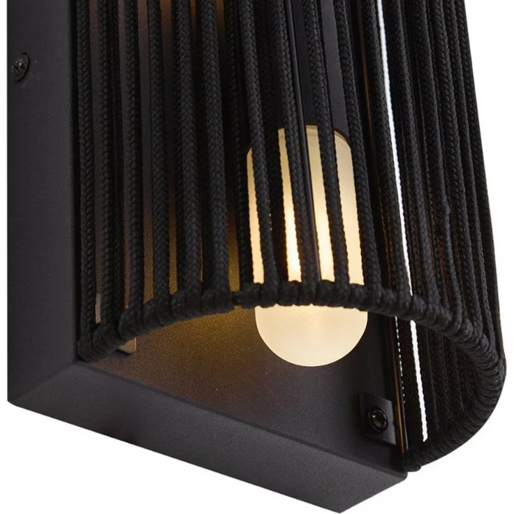 Qazqa Außen-Wandleuchte Jayla, ohne Leuchtmittel, G9, Schwarz, Japandi, Seil, 2-flammig – Bild 3