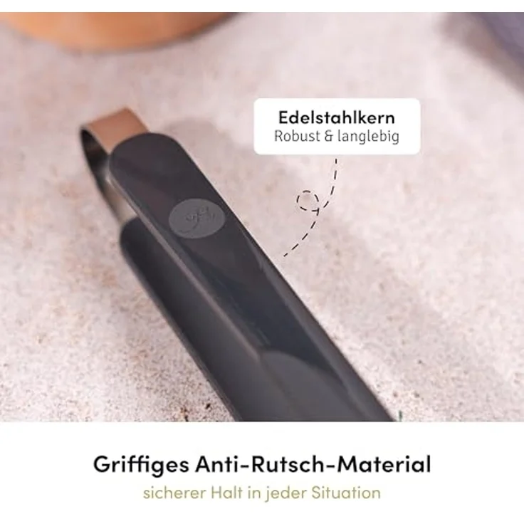 Hoffmann Germany Kochzange Silikon Edelstahl 33 cm anthrazit – kratzerfrei, Edelstahlkern, Silikon-Ummantelung, 200°C, spülmaschinenfest – Bild 5