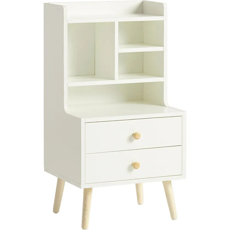 SoBuy FBT100-W Nachttisch, MDF, Melamin, Weiß, 43 x 81 x 36 cm