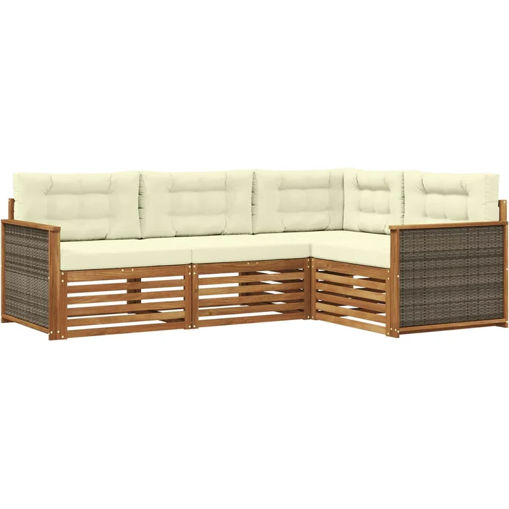 vidaXL Outdoor-Sofagarnitur 4 stk. 4-Sitzer Natur und Creme 3383288 – Bild 2
