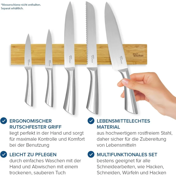 JOEJI’S KITCHEN Universalküchenmesser 5-in-1 Messerset aus Edelstahl - Scharfe Küchenmesser Set – Bild 3
