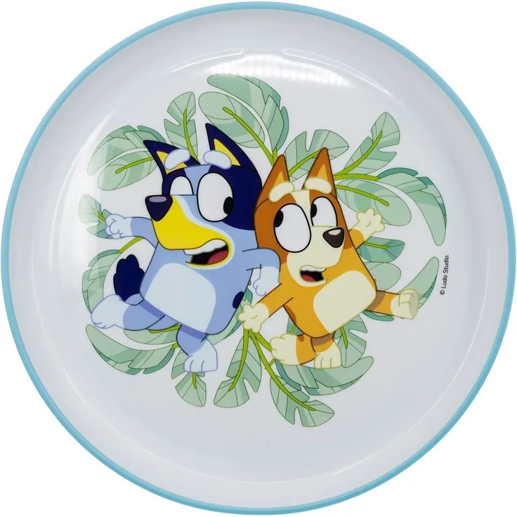 Bluey Kinder Teller mit rutschhemmender Basis Premium Bicolor für Esstisch und Alltag