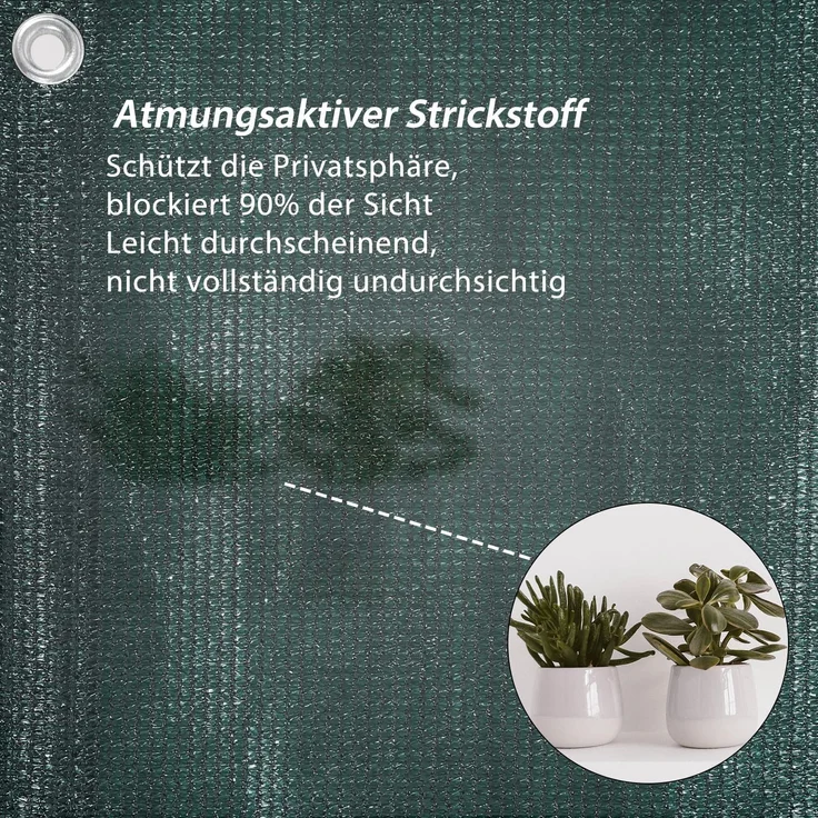 Sekey Balkon Sichtschutz Balkonabdeckung HDPE 220 g/m² Leicht Transparent Wind- und UV-Schutz Wetterfest, 75x600cm, Grün – Bild 7