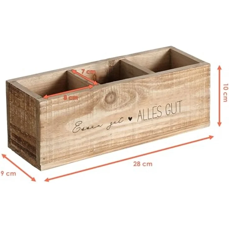 Spetebo Besteckhalter Vintage Küchen Organizer mit 3 Fächern 28 x 9 cm, (Anzahl, 1-tlg, Stück), Vielseitig einsetzbar – Bild 2