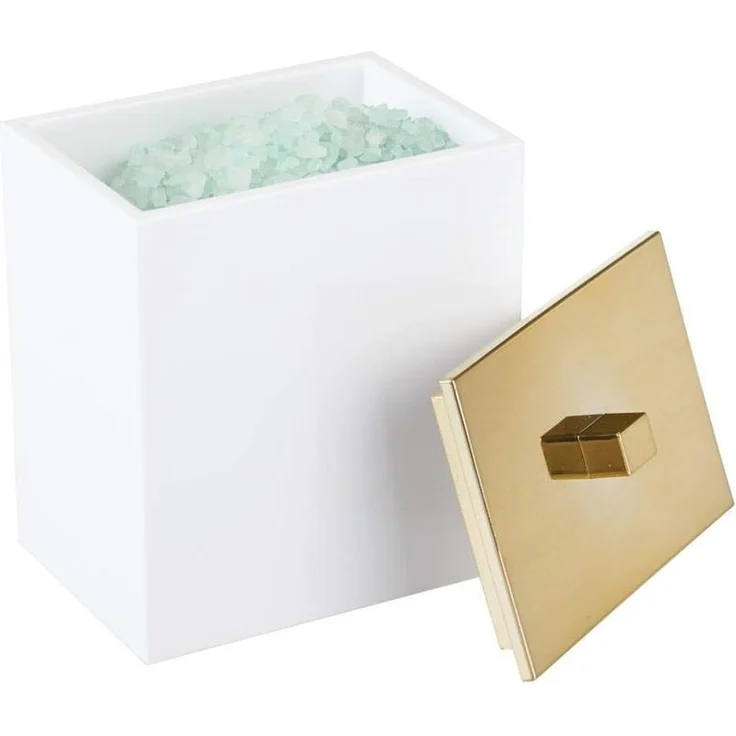 mDesign Kosmetikbehälter Wattepads Wattestäbchen Badzubehör 2er Set Weiß / Gold – Bild 4