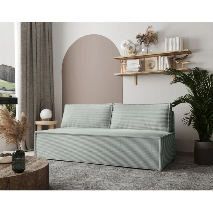 Sofa Designersofa AMANDA 3-Sitzer mit Schlaffunktion in Stoff Zoom Mintgrün – Bild 2