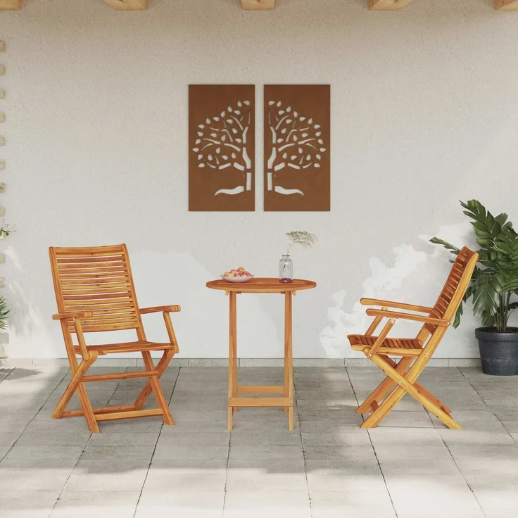 vidaXL Klapp Bistro Set 3 pcs Braun Massivholz Akazie 3375689 – Bild 1