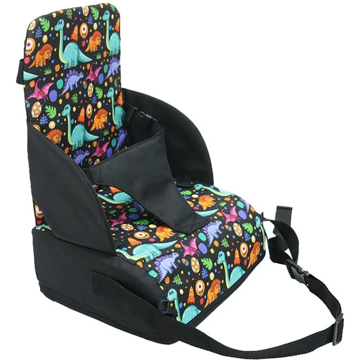 Fansu Kinder Sitzkissen Sitzerhöhung Stuhl, Baby Tragbar Sitzkissen Sicherheit Design Verstellbar Zerlegbar Kleinkinder Esszimmerstuhl ErhöHen Pad Esszimmer Boostersitze (schwarzer Dinosaurier)