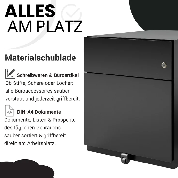 BISLEY Note Rollcontainer mit 2 Schüben aus Metall abschließbar in oxfordblau - Bürocontainer mit Universalschublade & Hängeregistratur, Container mit Schloss für Büro & Homeoffice auf Rollen, NWA59M7SF-639 – Bild 4