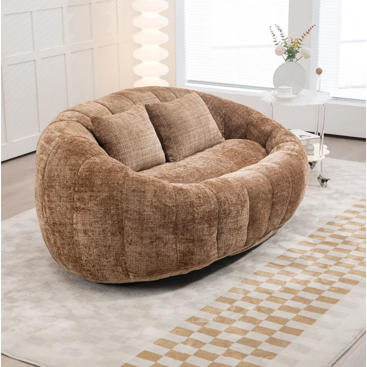 Bean Bag Sofa Lounger 150x95x63 cm, Kaffee Chenille, hohe Rückenlehne, Indoor/Outdoor – Bild 3