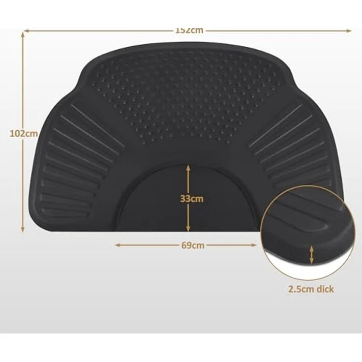 BarberPub Anti-Ermüdungsmatte für Friseure, Ergonomische Bodenmatte Friseurmatte für Barbershop Salon, Friseurbedarf 102X152 CM Halbkreis 2,5 CM dicke, M123 (Schwarz) – Bild 2